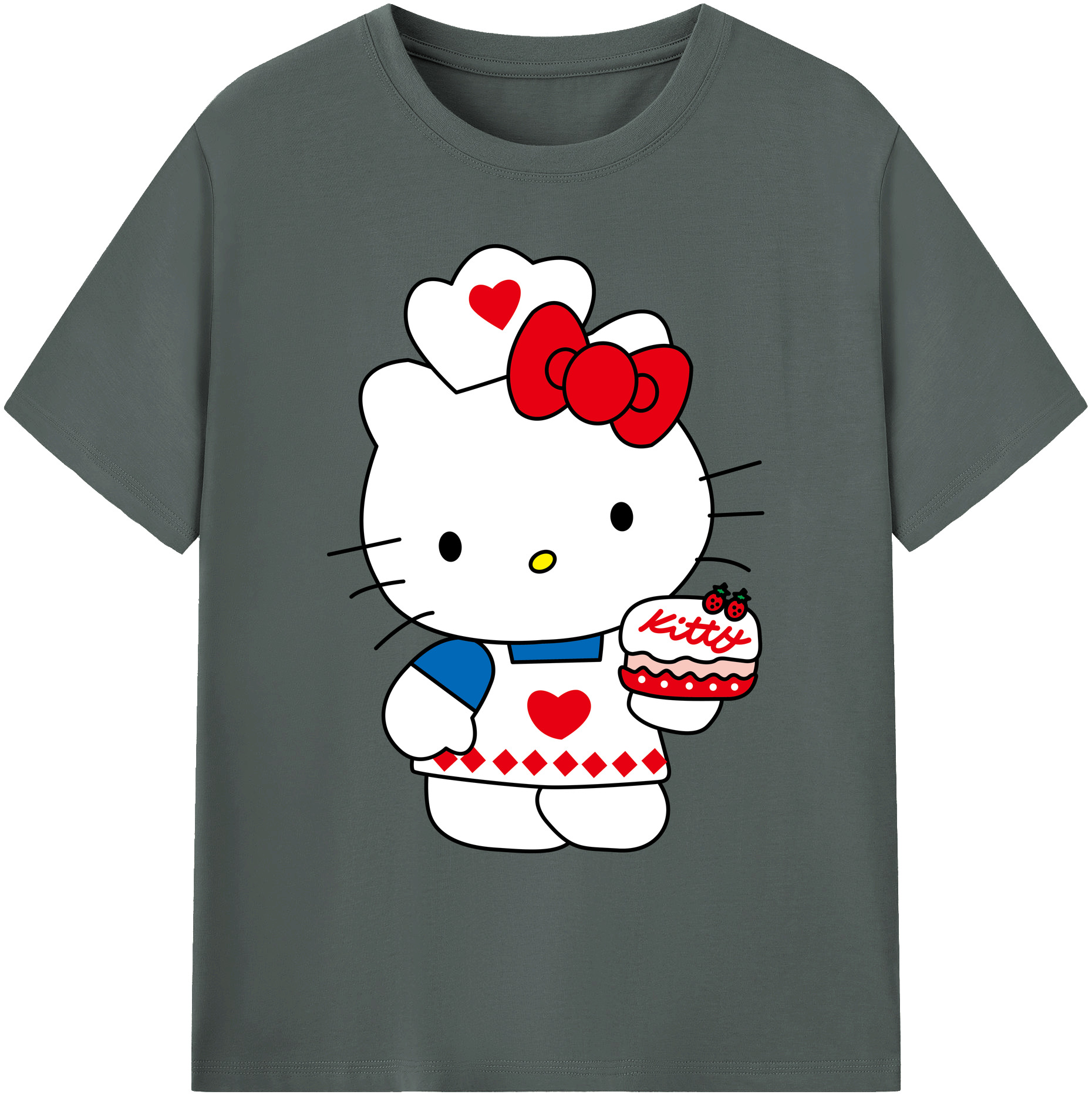 （画像用） Hello Kitty ハローキティ 綿100％ メンズ半袖Tシャツ｜肌触りやわらか＆通気性